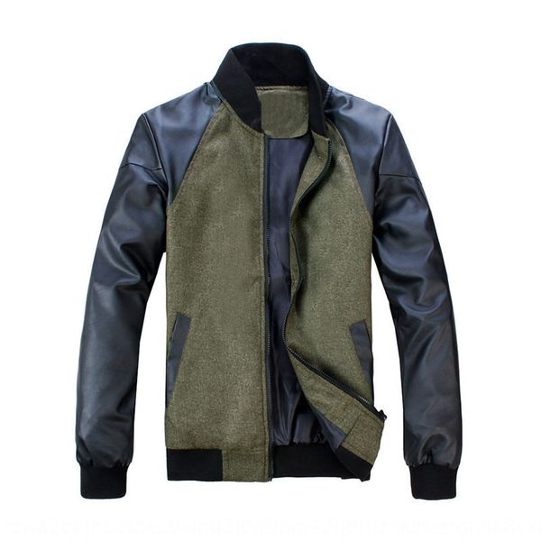 

2eldt broken size special pu leather stitching woolen stand collar men's coat broken size special pu leather stitching woolen stand col, Black;brown