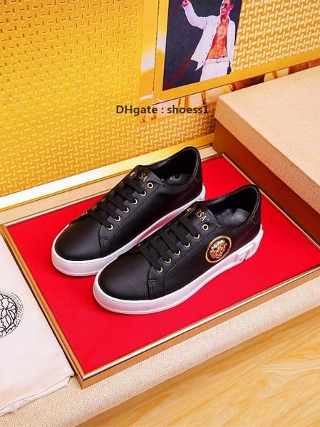 

2021-2020g new customized letter leather men 's low -lace up casual shoes ,fashion outdoor sports shoes ,size :38 -45, Black