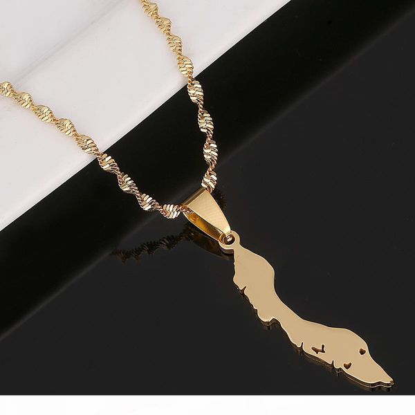 

r stainless steel curacao islands map pendant necklaces gold color jewelry maps gift, Silver