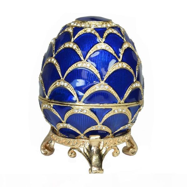 

russian blue easter egg trinket box bejeweled egg jewelry box vintage decoration box giveaway gifts birthday mother's day gift, Black;white