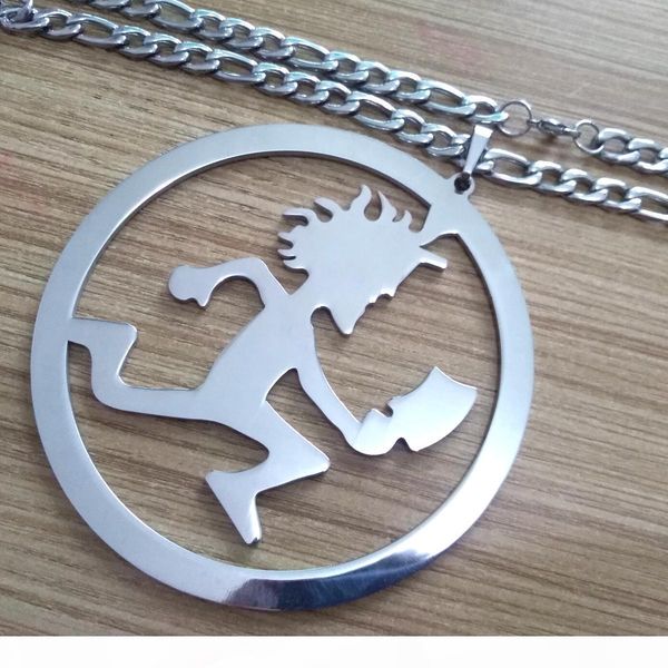 

super large stainless steel hatchetman in circle 5 inch icp cool charm blaze rydas twiztid abk pendant charms figaro chain necklace 9mm 32&#, Silver