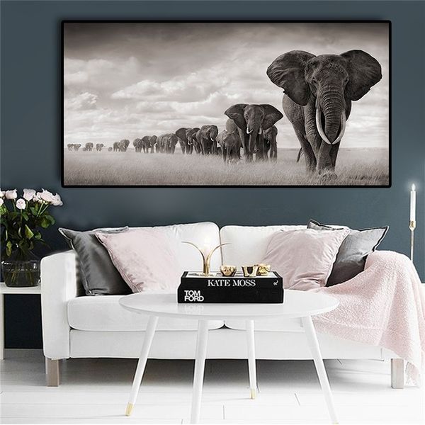 

africa elephants wild animals canvas painting scandinavia posters and prints cuadros wall art pictures for living room home decor