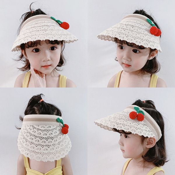 

baby lace women's children's thin sun protection princess empty sun hat cute super cute lace hat, Yellow