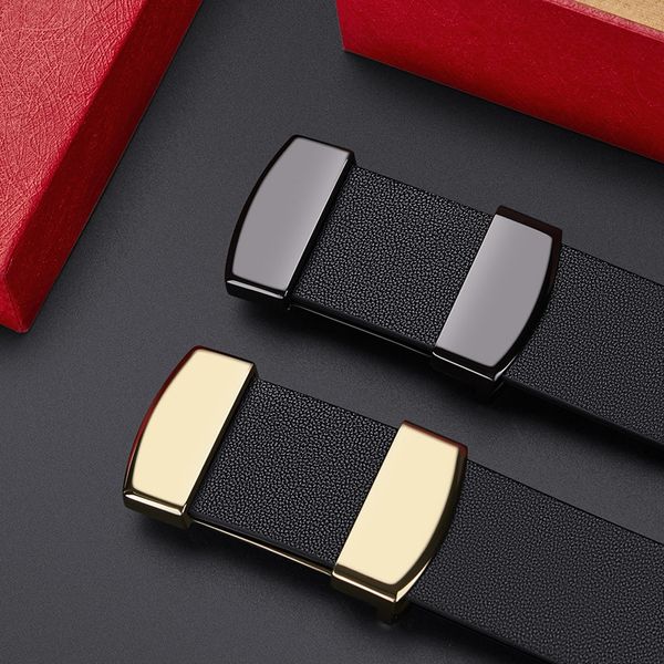 

king paul casual men's genuine leather business casual pants belt young and middle-aged fashion simple trend pants belt, Black;brown