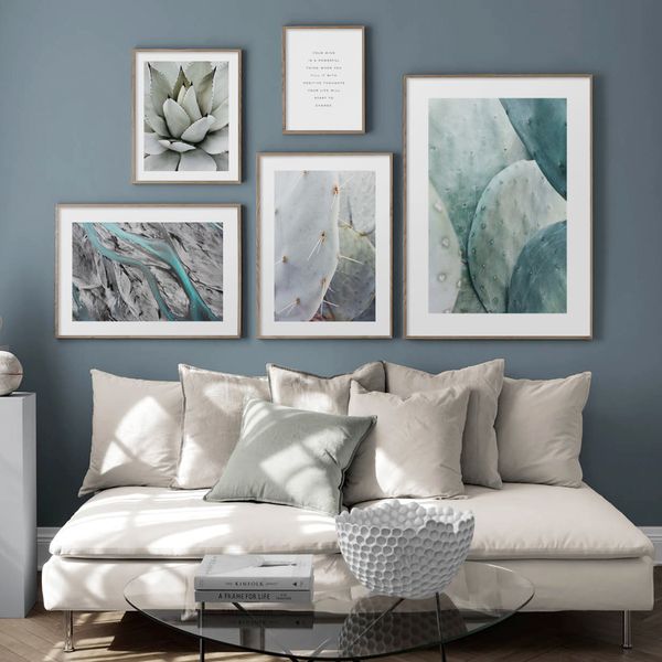 

river bed aerial view cactus plant desert wall art canvas painting nordic posters and prints wall pictures for living room decor