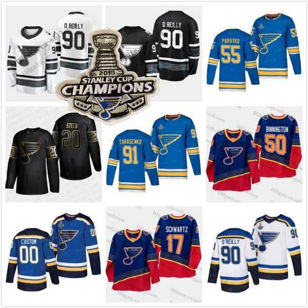 

2019 st. louis blues vintage champions 90s 55 50 binnington ryan o'reilly tarasenko pietrangelo brayden schenn perron jaden schwartz je, Black;red
