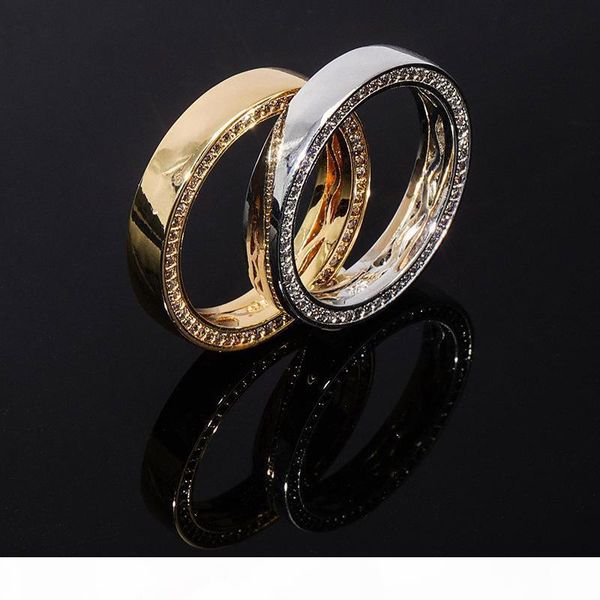 

s925 серебро круглый перстни для мужчин женщины cz камень bling iced out couple ring мужской hip hop рэппер jewelry, Silver