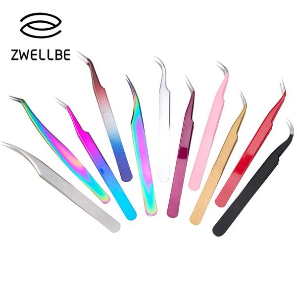 

1 pcs stainless steel eyelashes tweezers professional for lashes extension anti-static eyelash curved tweezer makeup tools