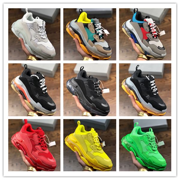 

platform party stylist shoes triple s beige green yellow mens womens trainers sneakers paris 17fw stylist shoes05 eur36-45, Black