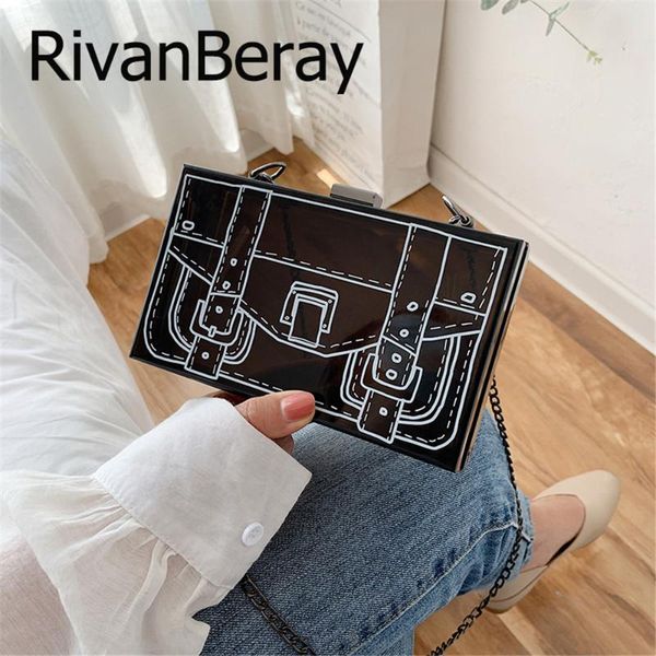 

пвх полупрозрачный мультфильм печати crossbody сумки для женщин designer 2020 моды цепи плеча сумки lady travel сумка