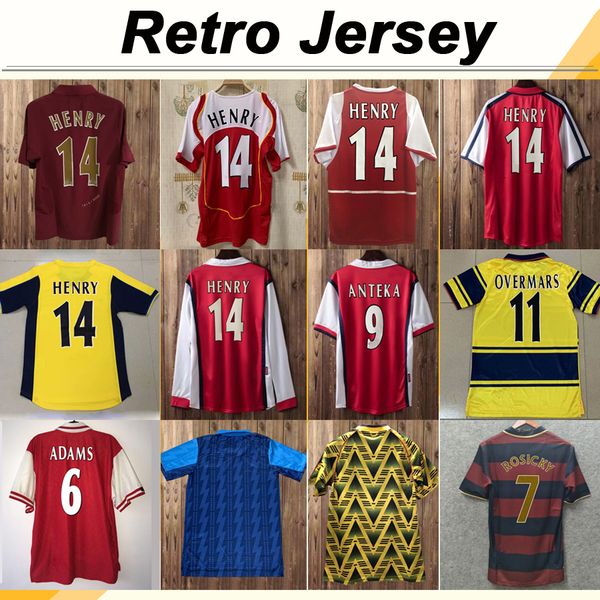 

02 05 henry bergkamp v. persie mens retro soccer jerseys 94 97 vieira merson adams home away 3rd football shirt short long sleeve uniforms, Black;yellow