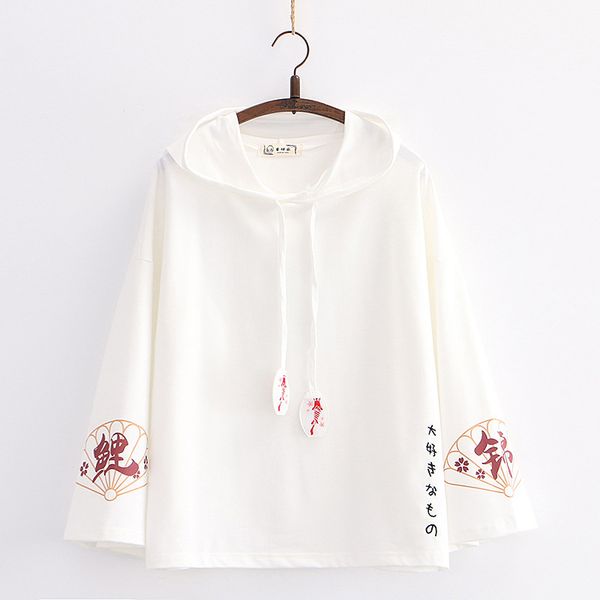 

new autumn women sweatshirts harajuku preppy style hooded drop shoulder flare sleeve letter printed loose hoodies for student, Black