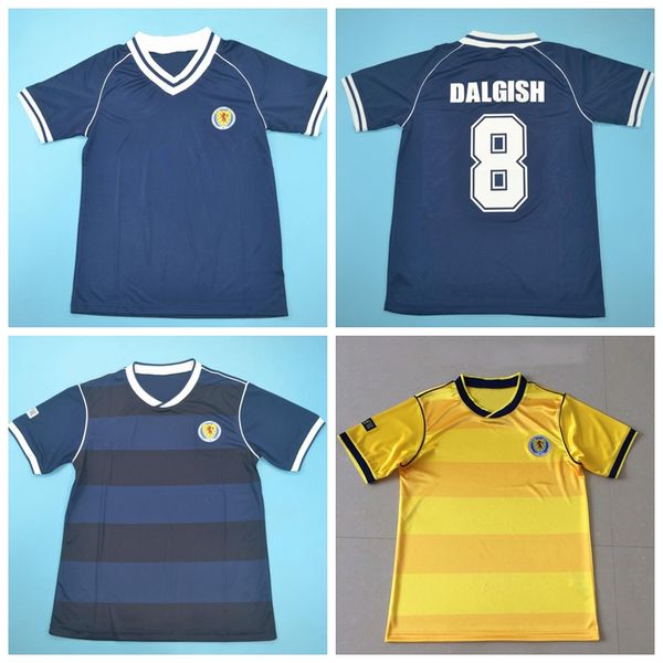 

1982 1986 retro scotland soccer jersey vintage dalgish qsturm martin brown ritchie souness mcstay drogba lampar hansen football shirt kits, Black;yellow