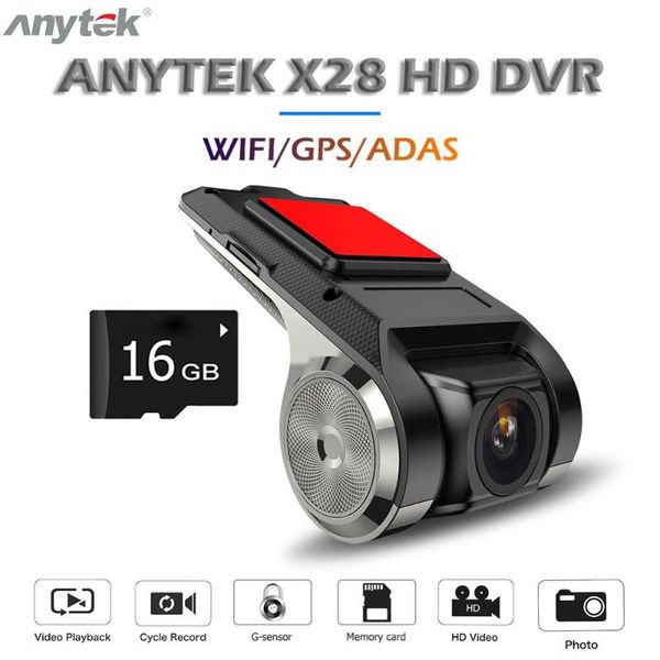 

anytek x28 car dash cam 1080p fhd lens wifi adas gps dvr camera dashcam recorder