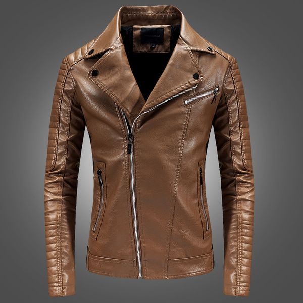 

men's fur & faux leather jacket slim short spring and autumn pu men, Black