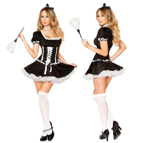 

costume accessories lolita babydoll for halloween fancy french maid costumes women service dress outfit with headpiece, Silver