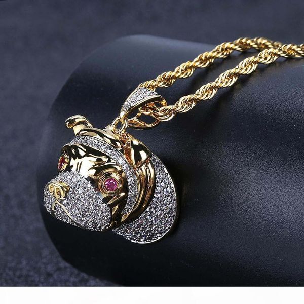 

e mens necklace hip hop jewelry two color zircon iced out chains retro high grade cute dog pendant necklace stainless steel jewelry who, Silver