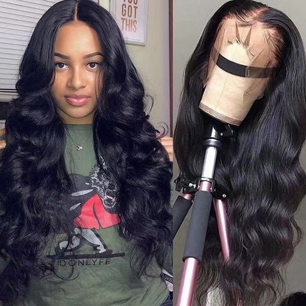 

26 inch 4x4 5x5 lace closure wigs with baby hair indian body wave remy long human hair lace wig for black women pre plucked 150%