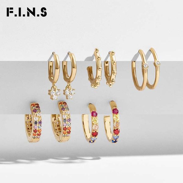 

f.i.n.s 5 pairs/set luxury gold color alloy colorful crystal small hoop earrings for women unusual earrings fashion jewelry, Golden;silver
