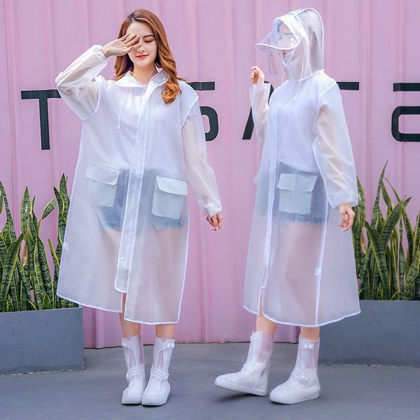 

5flsb raincoat women's long full-body fashion men's thickened plus single transparent protection poncho protective zipper zipper r