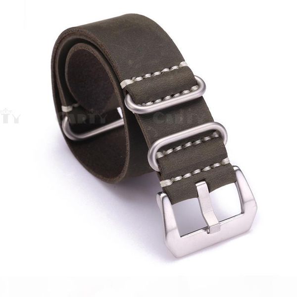 

j 20 22 24mm handmade men zulu leather g10 nato militaty watch strap band stainless steel buckle comfortable black brown green
