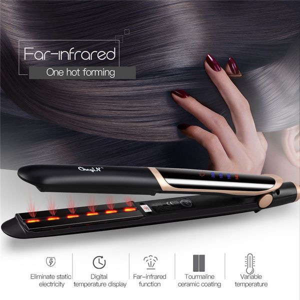 

professional straightener curler flat iron negative ion infrared straighting curling iron corrugation led display