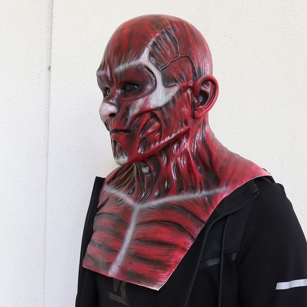 

halloween bar masquerade frank red skull red skin horror latex mask headgear