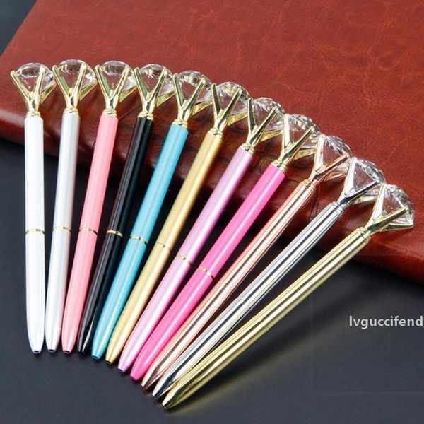 

creative crystal glass ballpoint pen big gem ball pen with large diamond jewel ballpoint pen school office supplies yya12, Blue;orange