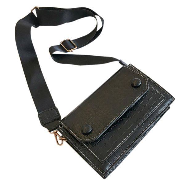 

vintage crocodile pattern bag female new wave korean version of the wild single shoulder slung black