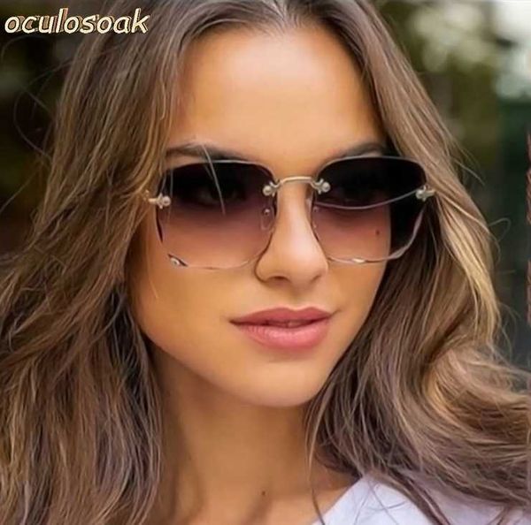 

2020 women's new frameless sunglasses uv protection sunglasses women's, White;black