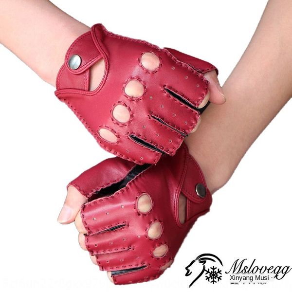 

zkxzh leather half finger men' locomotive gloves and gloves and women' locomotives thin breathable anti-slip driving outdoor she, Blue;gray