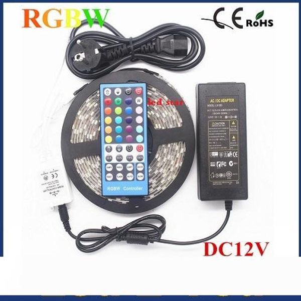 

SMD5050 RGBW RGBWW led strip tape light(RGB+white warm white) DC12V Flexible Ribbon lamp 60Led M 40key Controller+12V5A Adapter
