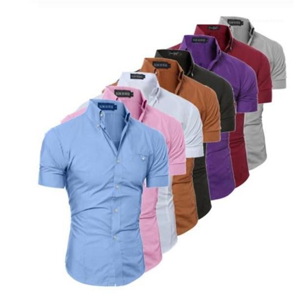 

dayly clothing mens designer casual short sleeved sold shirts slim fit male social business shirt brand mens, White;black