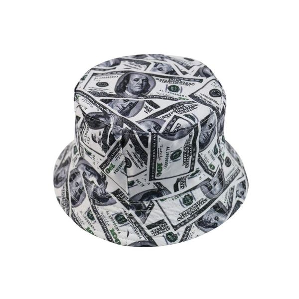 

dollar printed fisherman hat women fishing hunting caps flat bucket hats outdoor sunscreen female double face basin cap, Blue;gray