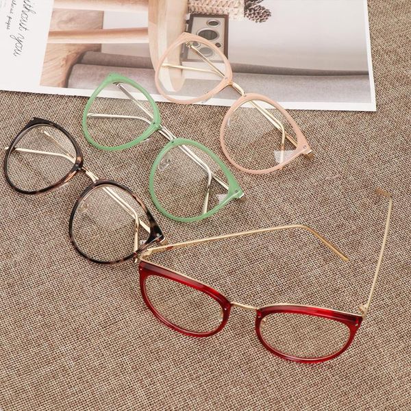 

fashion classic metal glasses frames for women girls spectacles clear lenses eyeglasses men optical lens glasses frame, White;black