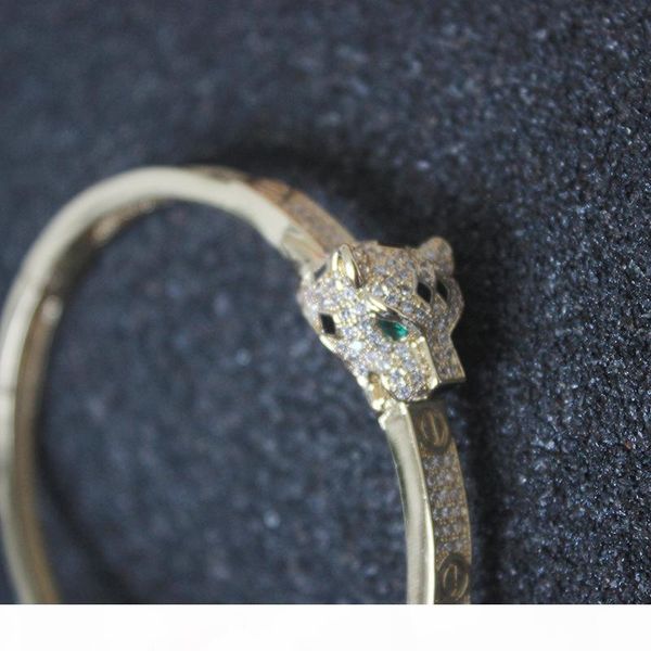 

leopard bracelets women luxury design nail jewelry animal diamond bangles charms party wedding fine jewelry, Black