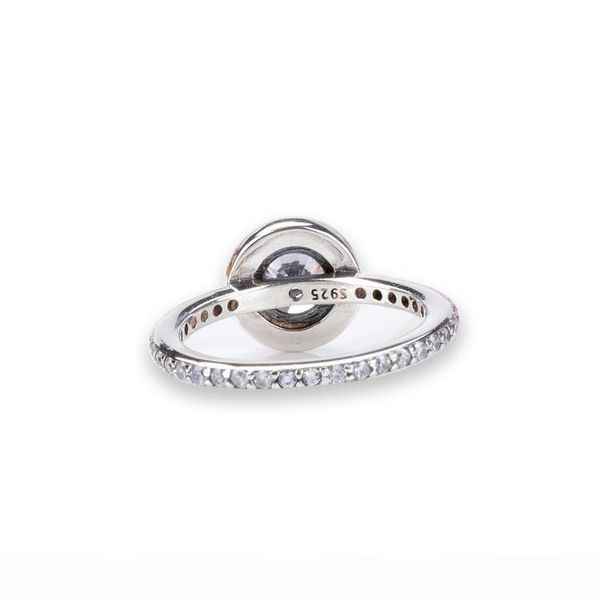 

e 100 real 925 silver womens wedding ring with original box for pandora style cz diamond ring for women valentine 's day gift, Slivery;golden