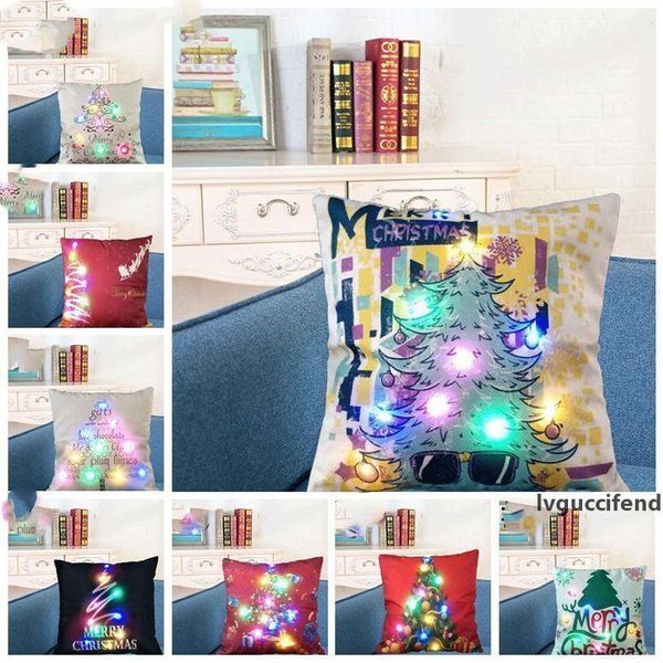 

led pillow case cover luminous linen pillow covers light cushion cover christmas pillowcase home sofa car decoration dhl lxl664