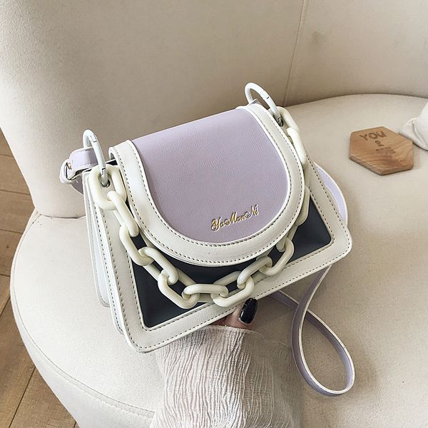 

2020 new women jelly handbags fashion chunky acrylic chain totes hit color messenger bags small shoulder translucent bolsa mujer