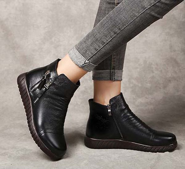 

fashion leather star women shoes woman leather short autumn winter ankle designer fashion brand women boots p207, Black