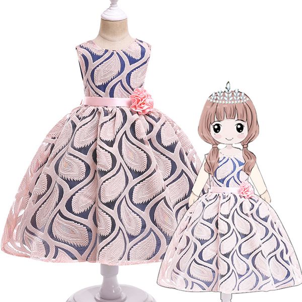 

элегантный ремень цветок девочки платья дети принцессы день рождения свадьба бальное платье моды ребёнки платье для детская одежда, Red;yellow