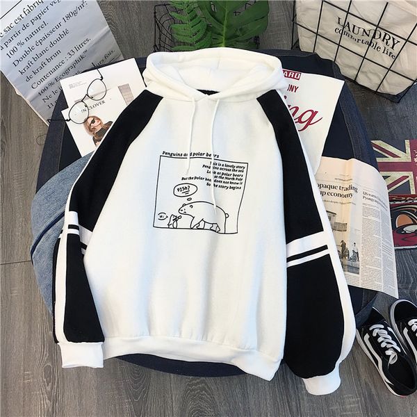 

new hoodied women sweatshirt spring autumu fashion hoodies long sleeve pullover sweatshirt korean loose women's, Black