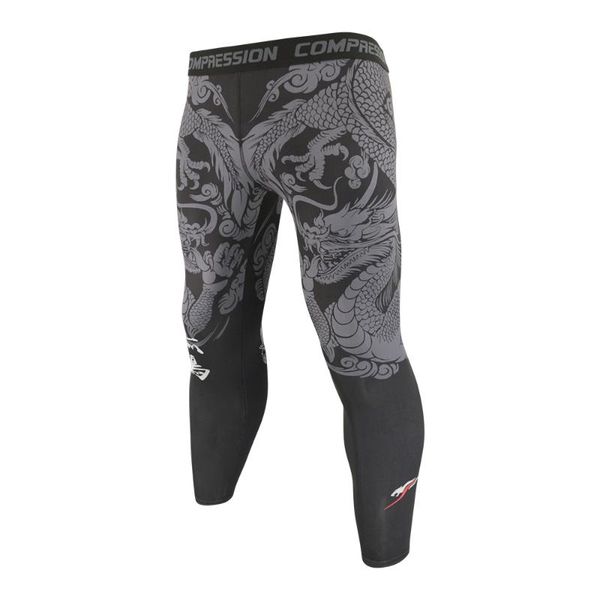 

china dragon breathable men running leggings gym compression fitness workout tight pants sport jogging training trousers tight, Black;blue
