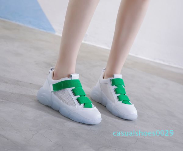 

1asumer plus size 35-42 genuine leather sneakers women casual shoes flats female transparent bottom ladies platform flat shoes c15, Black