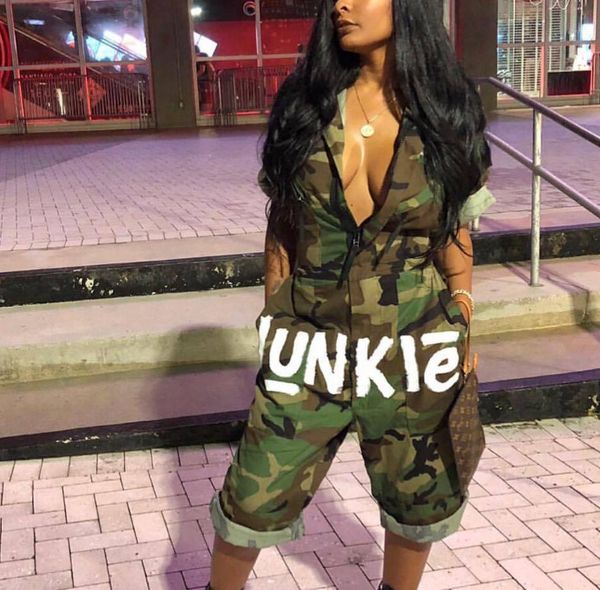 

chocomist romper camo letter print loose women romper ls6078, Black;white