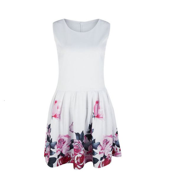 

vestido women summer fashion flower print mini dress ladies round necked rose a line dress vestidos verano 2020 new, Black;gray