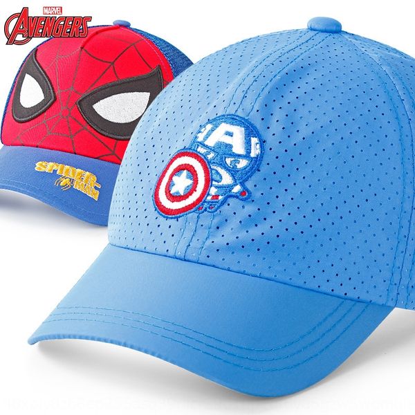 

zdron marvel spider-man children's embroidery summer breathable sunscreen hat outdoor men's cartoon sunscreen baseball baseball ca, Blue;gray