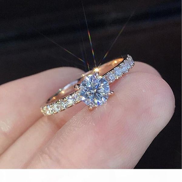 

e choucong deluxe jewelry handmade simple fashion 925 sterling silver &rose gold 5a cubic zirconia promise women wedding engagement ban, Slivery;golden