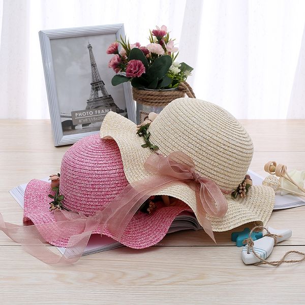 

summer children's korean style fashionable straw simple all-match shade fisherman handmade foldable beach fisherman sun sun hat hat, Blue;gray
