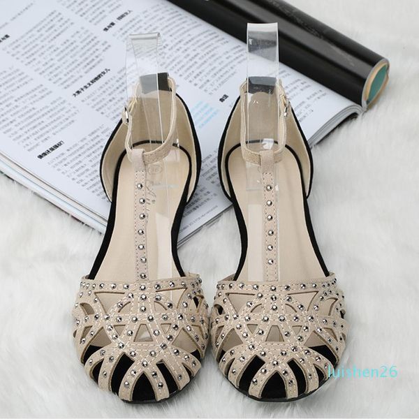 

shoes woman sandals flat rhinestone cutout summer shoes closed toe ladies shoes female gladiator women sandals l62, Black
